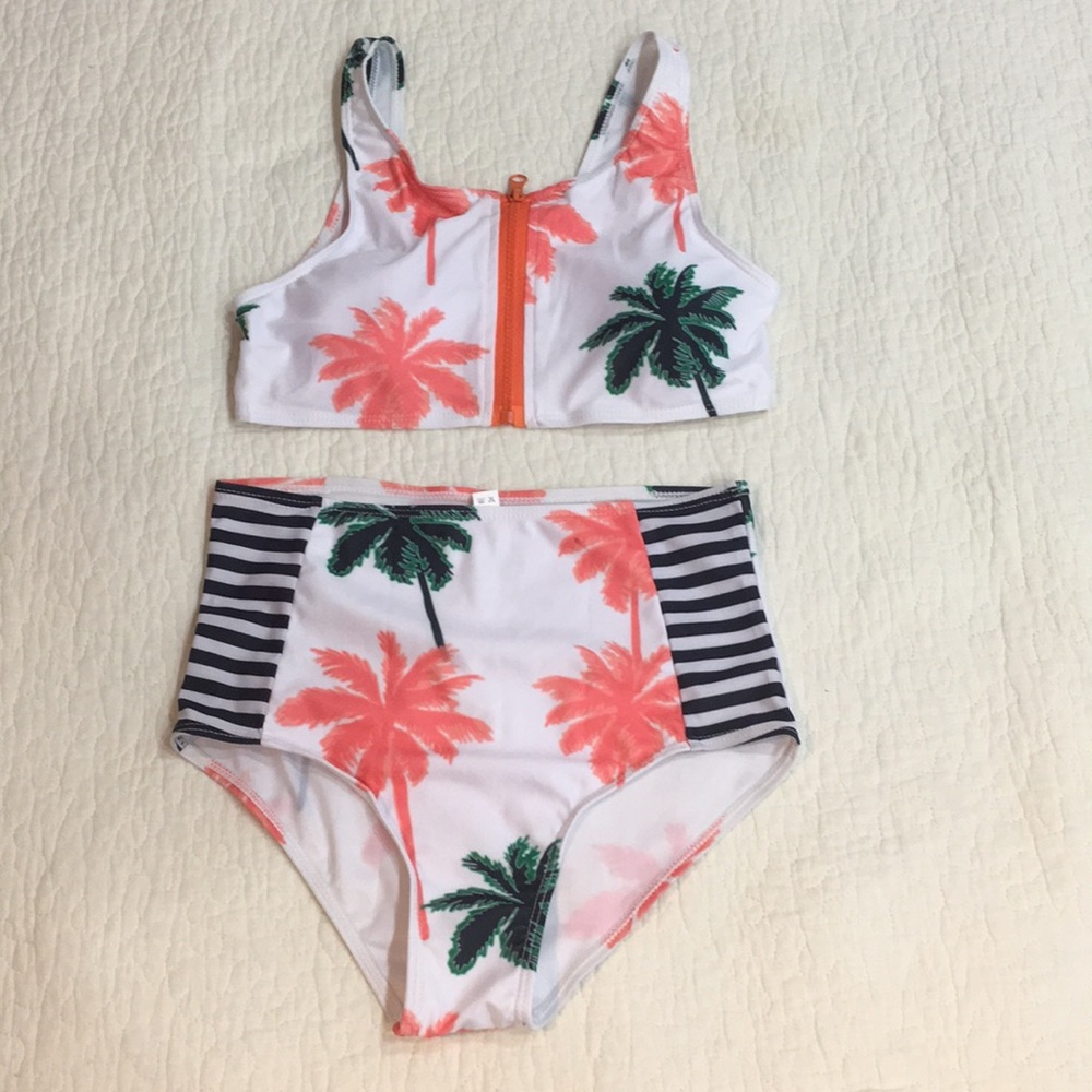 Palm Tree pattern high waisted bikini